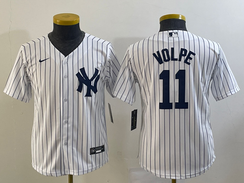 Youth New York Yankees #11 Anthony Volpe White Cool Base Stitched Baseball Jersey